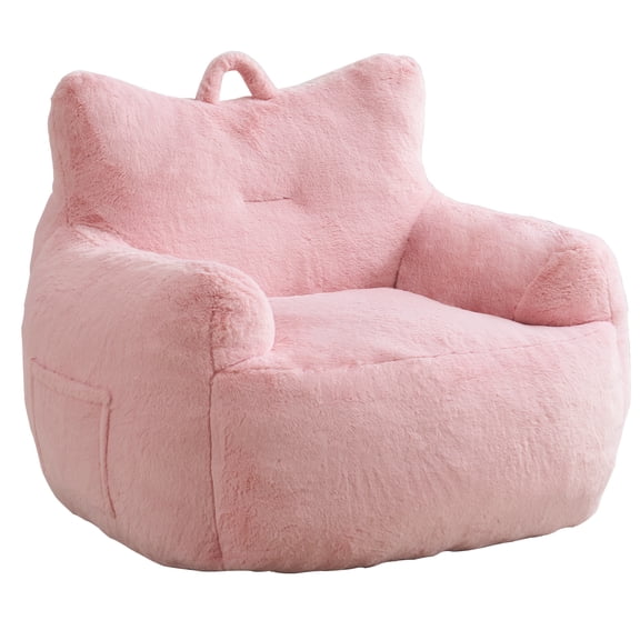 Rhevoy Adult Inflatable Bean Bag Chair with Armrest and Sidepocket, Pink