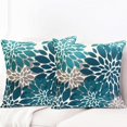 thumbnail image 2 of Decorative Throw Pillow Covers Set of 2 Teal Blue pillow covers 20x20 inch Throw Pillow Cases Linen Square Pillow Case,Farmhouse Outdoor Floral Flower Pillow Covers for Couch Sofa Living Room, 2 of 6