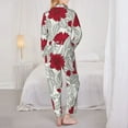 thumbnail image 5 of Junzan Leaves And Anemone Print Womens Pajama Sets,Long Sleeve Button Down For Women Pjs 2 Piece, 5 of 9