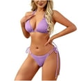 thumbnail image 2 of OSFVNOXV Halter Bikini Sets for Women Triangle Swimsuits Push Up Bikini Bra Soft Padded Backless Swim Top with G-String Thong, 2 of 7