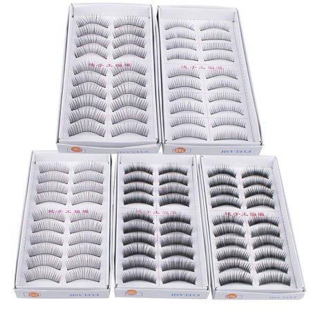 GLiving 50 Pairs Natural Fake Eyelashes 5-Style Thick Long Eye Lashes with Curler Eyelash Tweezers, Reusable Soft False Eyelashes for Women  Teenager