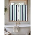 thumbnail image 7 of Tier Curtains 45 Inches Long, Turquoise Navy Blue Striped Window Treatment Curtain Drapes, Farmhouse Stripe Art Window Half Privacy Curtains for Bedroom Bathroom, 42"x45", 2 Panels, 7 of 7