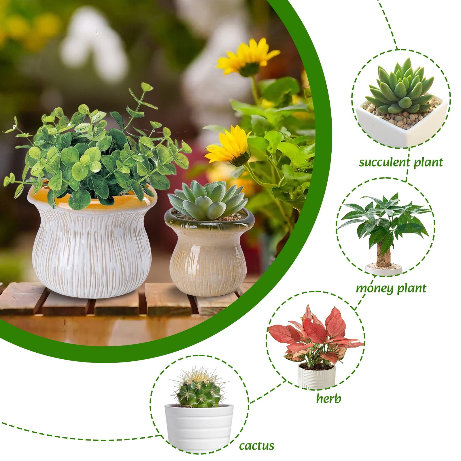 2-Pack Ceramic Mushroom Planters – Textured Flower Pots with Glossy Rim, Indoor/Outdoor Decorative Pots,Plant Pot for Garden,Yard,Living Room,Bedroom