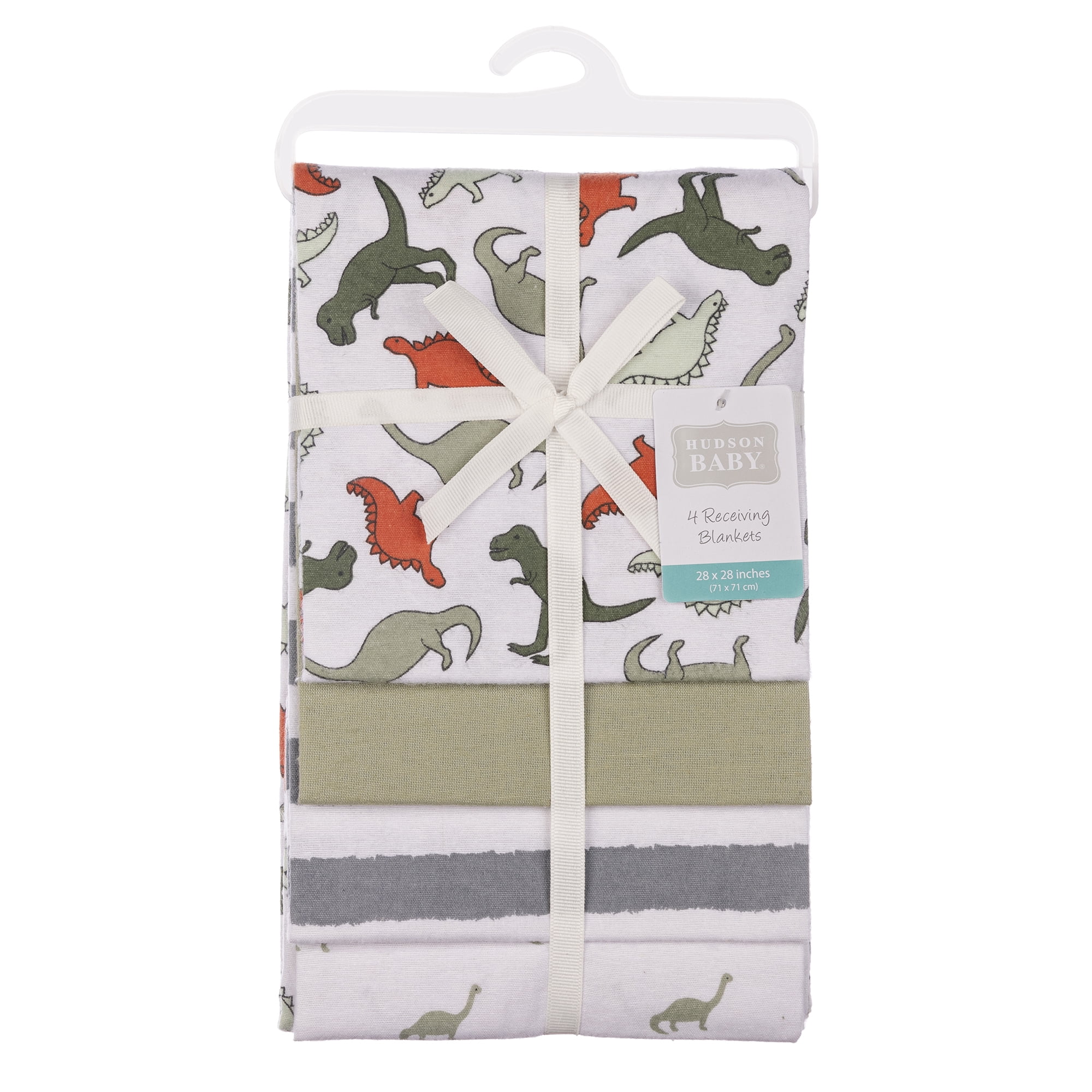 Hudson Baby Cotton Flannel Receiving Blankets 4-Pack, Multi Color Dino , One Size