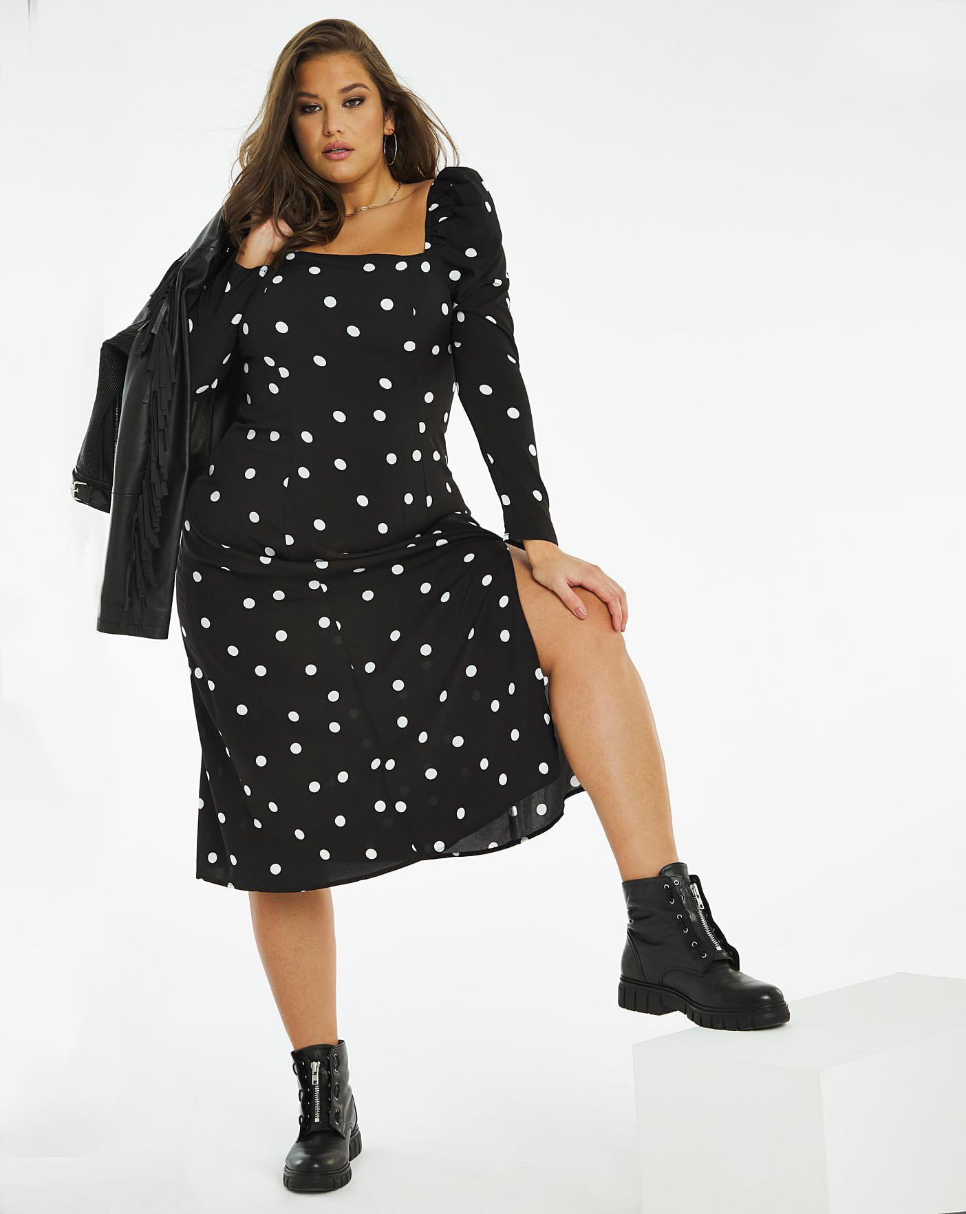 Womens Polka Dot Tiered Skirt Simply Be