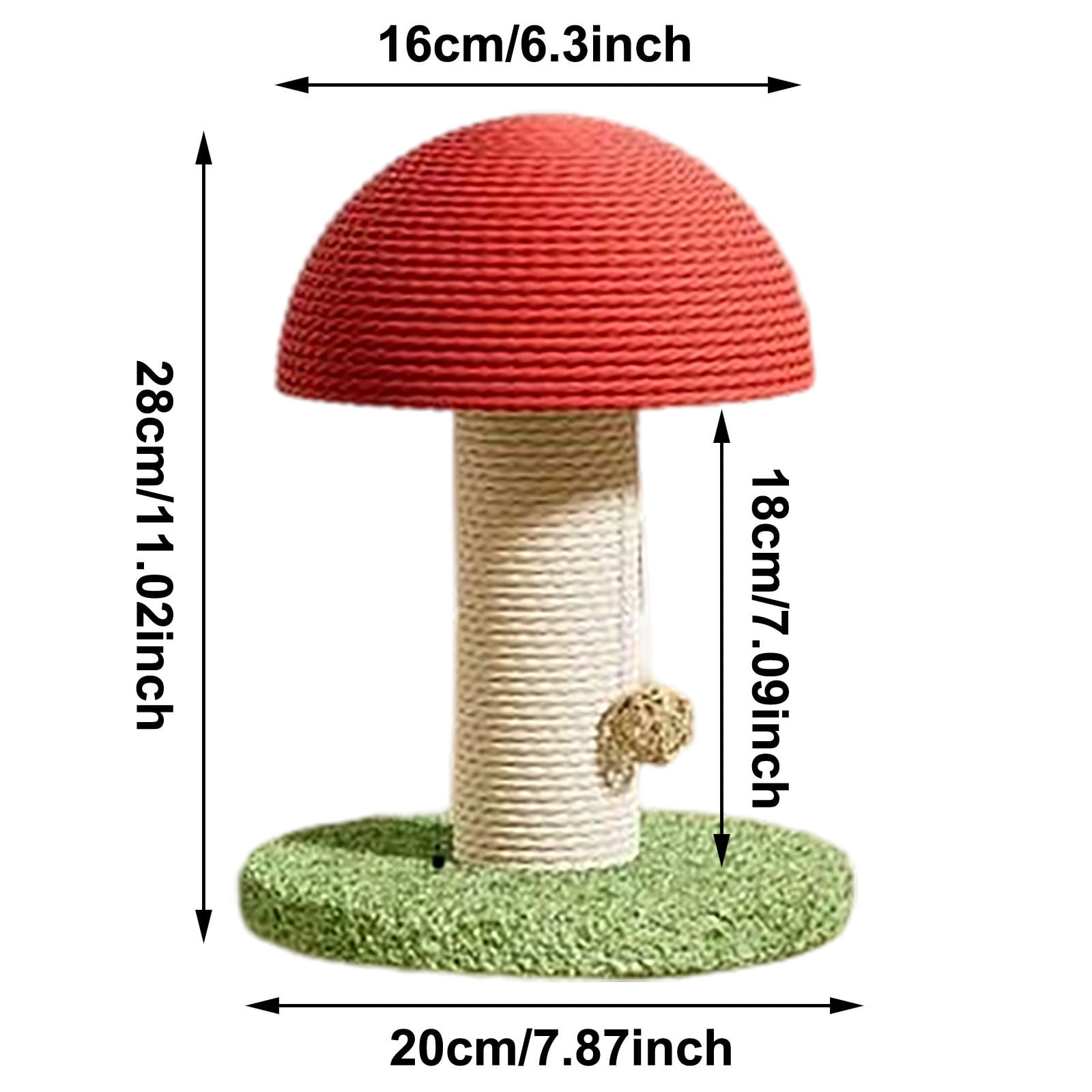 Mushroom Cat Scratching Post Sisal-Wrapped Cute Cat Scratcher with 100% Sisal Covered Scratching Post Mushroom Cat Post for Indoor Cats 8*11inch