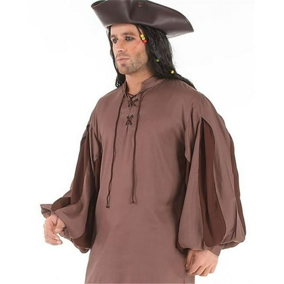 C1060 European Medieval Shirt- Brown & Chocolate - Extra Large