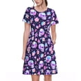 thumbnail image 1 of Easygdp crystal Skull flower cool para Vestido Transpirable de Mujer, Vestido Suelto de Manga Corta con Pliegues y Bolsillos para el Verano, 1 of 6