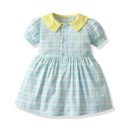 

PEASKJP formal Dresses Girls Children Boho Ruffled Elegent Floral Printed Sleeveless Flowy Dress Blue 12-18 Months