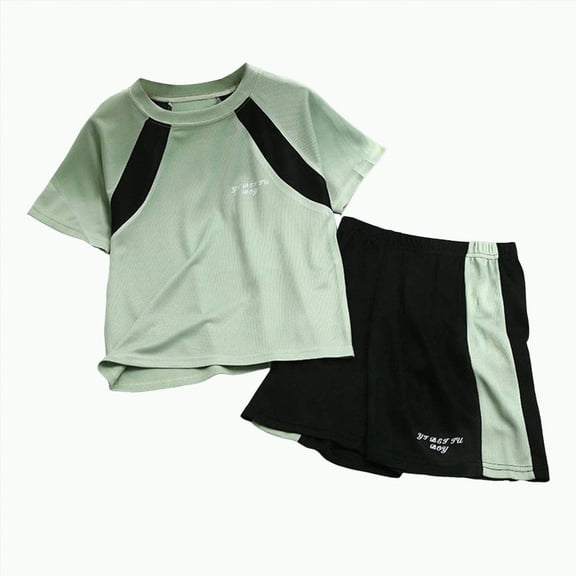 TOWED22 Toddler Baby Boy Clothes Summer Short Sleeve Truck Print T-Shirt Tops Joggers Casual Shorts 2Pcs Clothing Set(Green,4-5 Y)