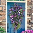 thumbnail image 4 of CLEARANCE! Artificial Purple Tulip Wreath Home Decoration Wreath for Front Door Floral Flower Garland Wedding Decoration, 4 of 5