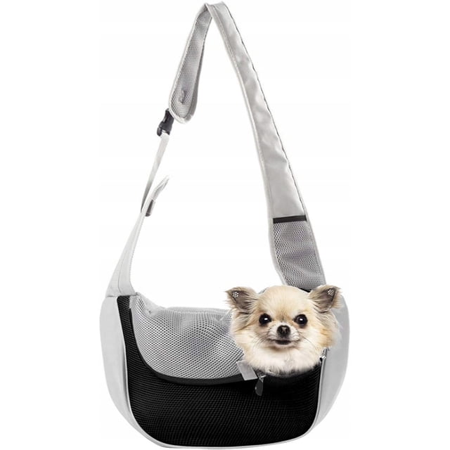 Arnés para perro JAMW Bolso Colgante Delantero Malla Transpirable Camuflaje Negro y Gris S