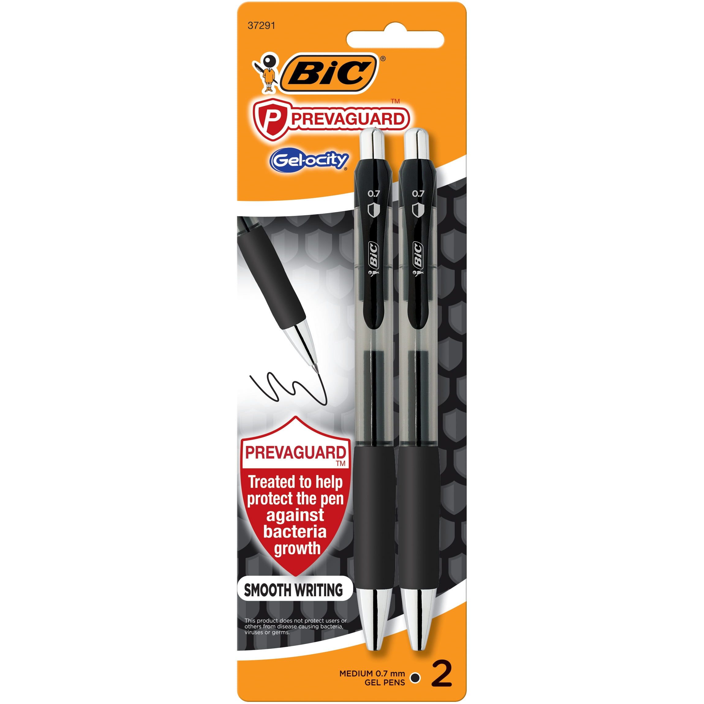 BIC PrevaGuard Gelocity Gel Pen, Medium Point (0.7mm), Black, 2-Pack