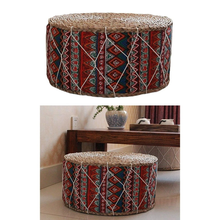 Bohemian Yoga Décor Pouf Ottoman Cover Large Round Yoga Floor