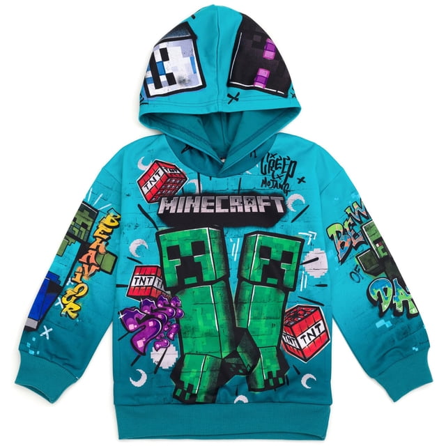 Sudadera con capucha Minecraft Creeper Zombie Steve para niños Turquesa 18-20