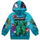 thumbnail image 1 of Sudadera con capucha Minecraft Creeper Zombie Steve para niños Turquesa 10-12, 1 of 5