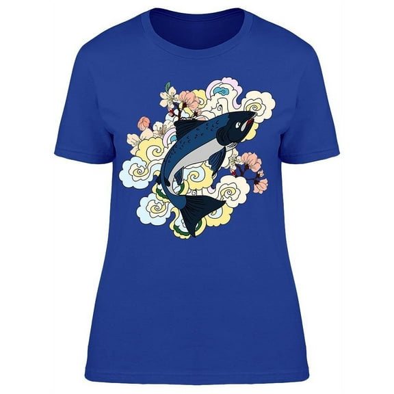 Salmon With Sakura Flower T-Shirt Women -Image by Shutterstock, Female Large