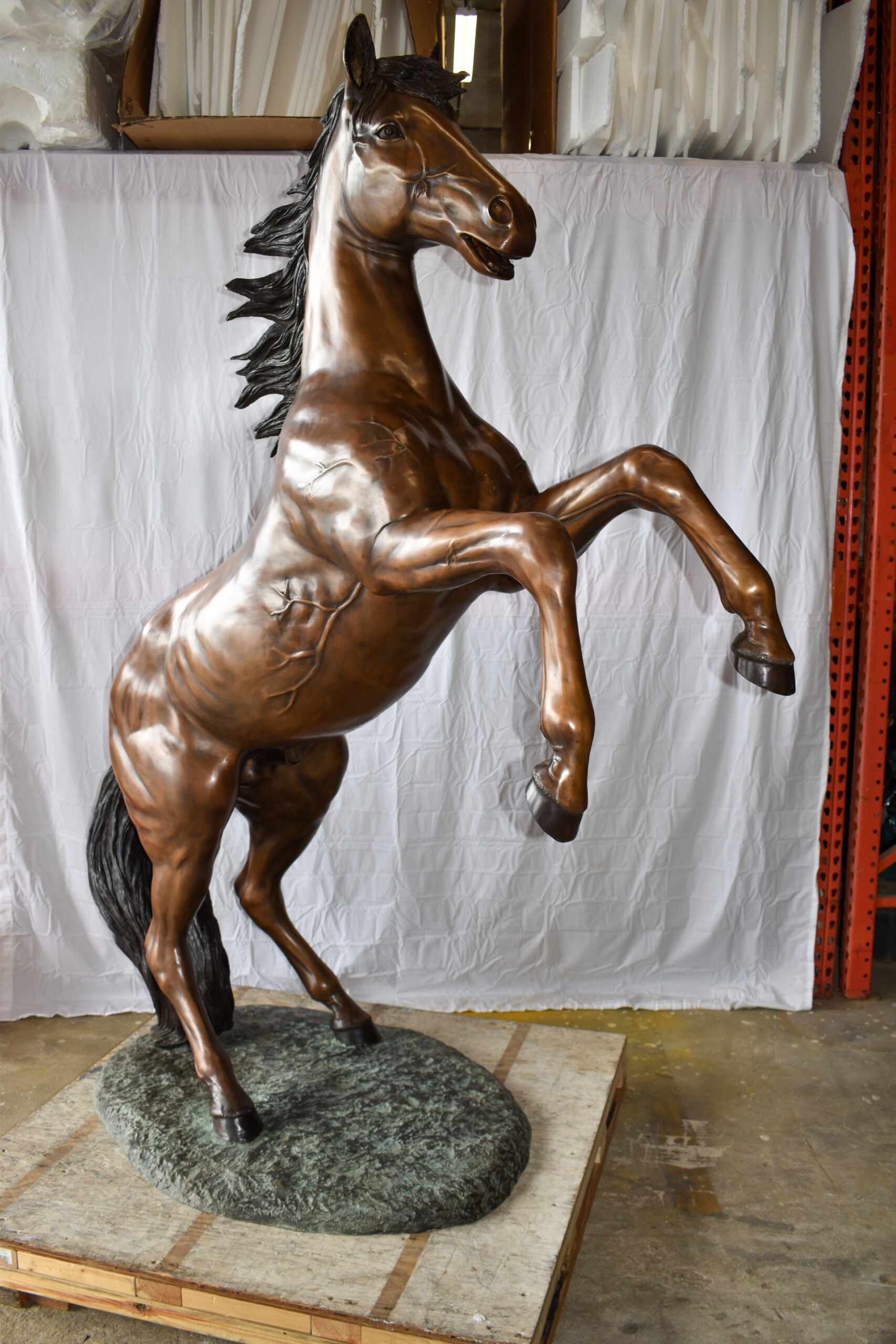 Nifao Graceful Life-Sized Horse on Hind Legs Bronze Statue – Garden Outdoor Decor Sculpture, 72"L x 34"W x 88"H