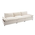 thumbnail image 5 of Deep Seated Couch Modern 3 Seater Sofa with 2 Side Storage Space Beige, 5 of 5