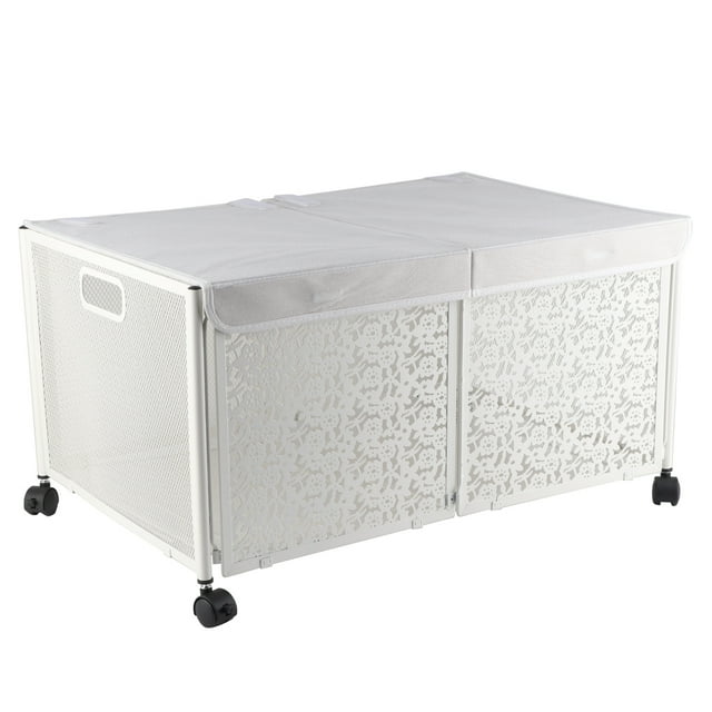 Baúl para juguetes NikouMX con ruedas caja de almacenamiento plegable de metal 60 x 12 x 32 cm