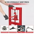 thumbnail image 3 of 6 Ton/12 Ton/ 20 Ton  Hydraulic Press with Press Plates, H-Frame Garage Floor Press, Benchtop Hydraulic Shop Press for Car Repair and Garage, Adjustable Working Table Height,Red, 3 of 6