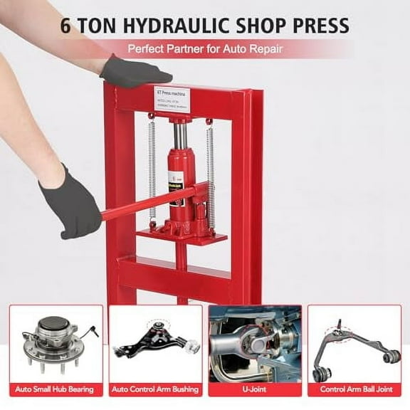 AOILE Hydraulic Shop Press - 6/12/20 Ton, H-Frame Benchtop Press with Adjustable Height & Safety Valve