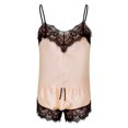 thumbnail image 5 of POTETI Satin Silk Sexy Pajamas for Women Beige Lace Pajama Cami and Shorts, 5 of 9