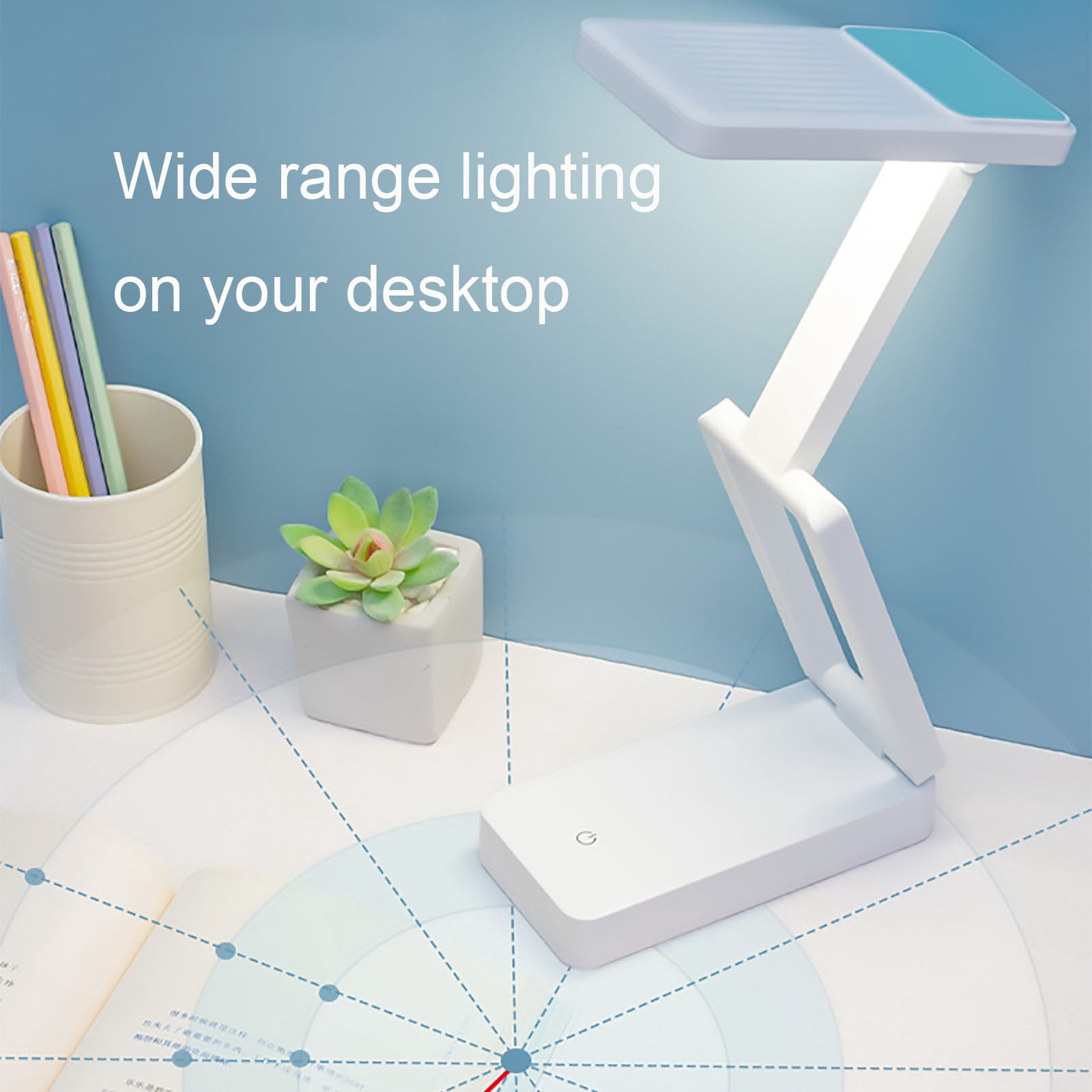 Kabnic LED Desk Lamps for Home Office, Battery Operated Lamp, Rechargeable Lamp Foldable & Portable Light, LED Desk Light Strip, 3 Brightness Dimmable Small Desk Lamp Wireless Reading Lamp