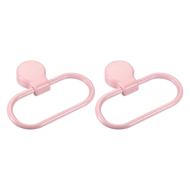 Unique Bargains Mural Rond Serviette Anneau ABS Suspendu Support Auto-Adhésif, Rose 2 Pack