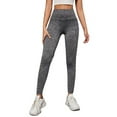 thumbnail image 3 of Splash Womens Petite High Waisted Marled Knit Leggings,Dark Grey,1X, 3 of 4