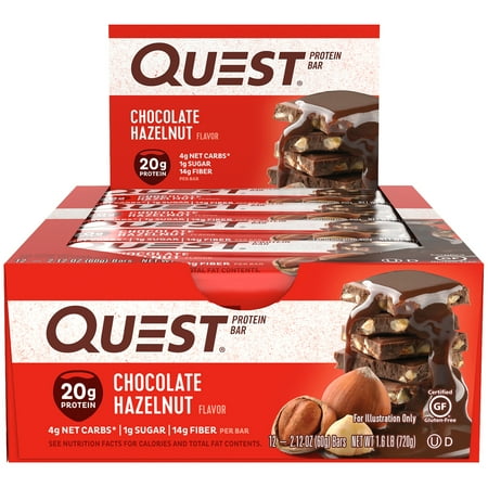 protein quest hazelnut 20g ct chocolate bar