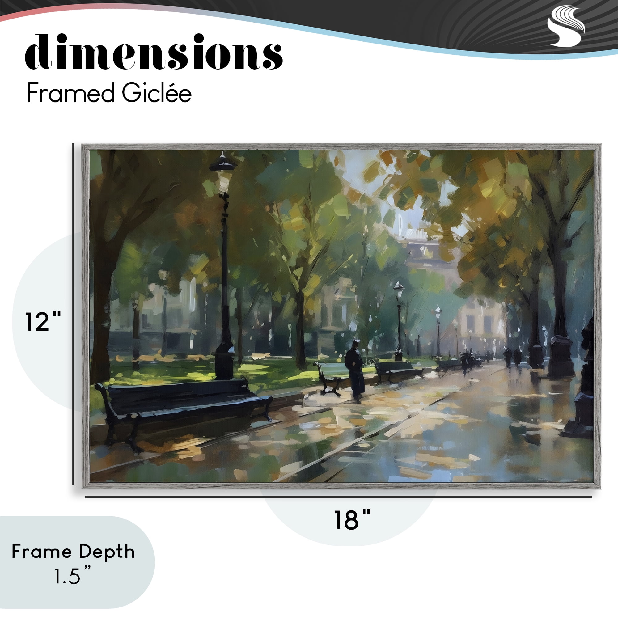 Stupell Industries Park Promenade on Rainy Day Gray Framed Giclee Art, design by Creative Studio