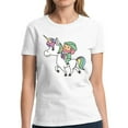 thumbnail image 1 of Leprechaun Riding A Unicorn Graphic Shirts for Women - St Patrick's Day Womens T-Shirt American Irish Party Gift, 1 of 2