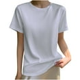 thumbnail image 3 of Aboser Summer T Shirt Women Casual Short Sleeve Basic Tees Solid Round Neck T Shirts Loose Fit Silky Satin Tops Lightweight Shirt Blouse for Woman, 3 of 6
