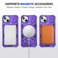 thumbnail image 2 of Armor Stand Case for iPhone 13,[Compatible with MagSafe] Military Shockproof Rugged Phone Case,Magnetic with Car Mount,Built in 360° Rotatable Ring Kickstand For iPhone 13,Purple, 2 of 8