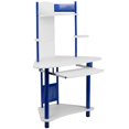 thumbnail image 1 of Bureau d'ordinateur en coin bleu avec huche, 1 of 9