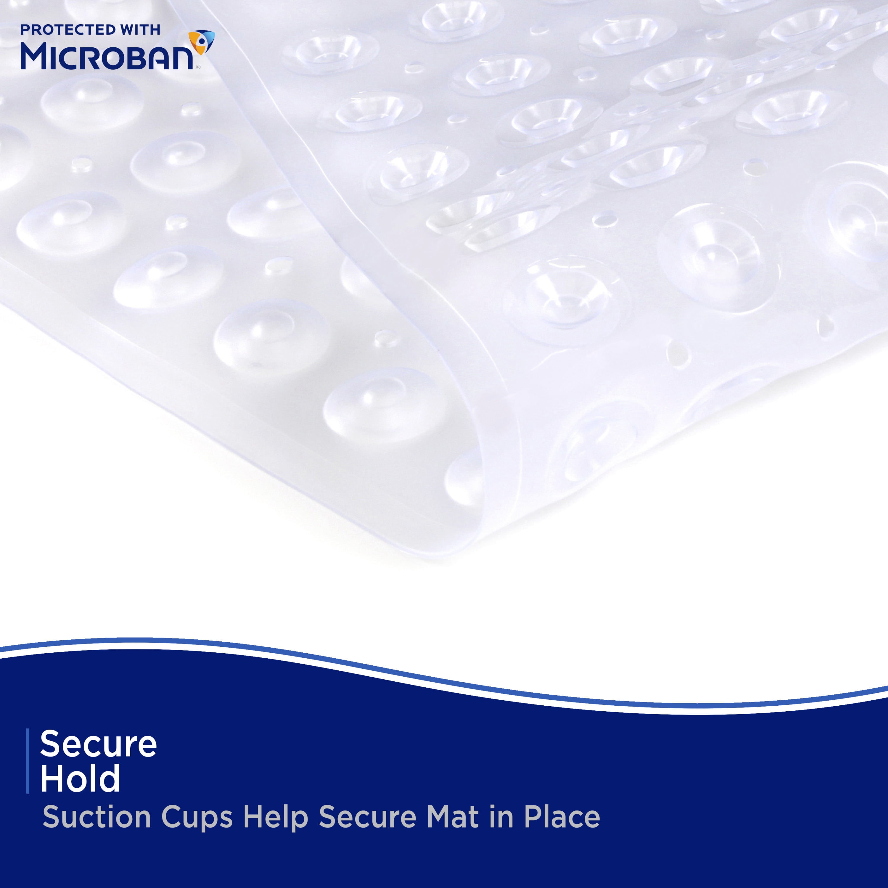 Kenney Microban Protected Bubble Bath Mat, 26.75" L x 14.5" W, Frosted
