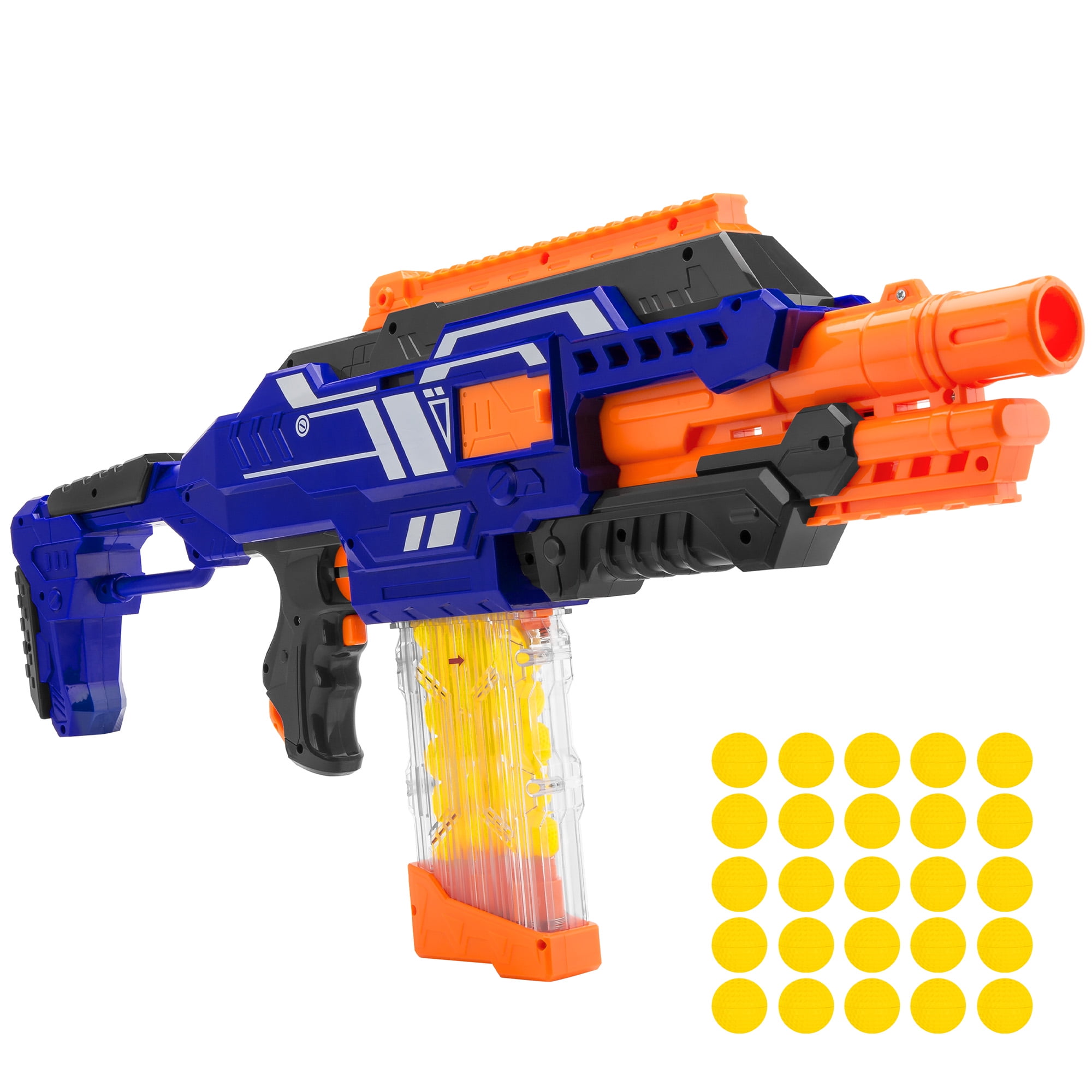 RED ZX9 SPIN FIRE ELECTRIC RAPID SHOT SOFT BALL TOY GUN REPEATING RIFLE RUBBER 