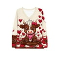 thumbnail image 5 of Rutainlusire Womens Trendy Valentine's Day Printed V-Neck Comfy Blouses Women's Fashion Printing Casual V-neck Long Sleeve Loose T-shirt Top, 5 of 5