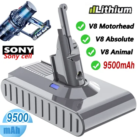 9.5Ah V8 Battery For Dyson Absolute Animal SV10 Fluffy Cleaner Vacuum Battery
