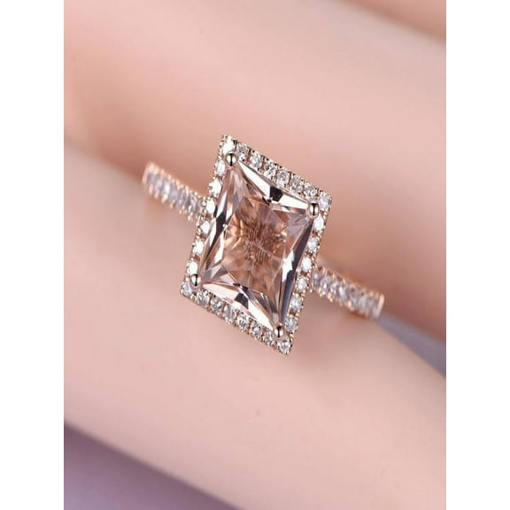 Limited Time Sale Antique 1.25 carat Morganite and Diamond Engagement Ring in 10k Rose Gold for Women