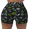 thumbnail image 2 of Lsque Space Rockets Pattern High Waisted Biker Shorts for Women-Tummy Control Fitness Athletic Workout Running Yoga Gym Shorts,Moisture-Wicking-Medium, 2 of 9