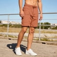 thumbnail image 4 of WIZUTIZ Men's Solid Color Button Zipper Fly Elastic Waist Shorts Pockets Summer Casual Loose Fit Breathable Lightweight Fashion Pants, 4 of 4
