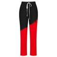 thumbnail image 4 of cfhntfmh Womens Casual Pants Trendy Color Block Drawstring Elastic Waist Lounge Vacation Trousers with Pockets, 4 of 4