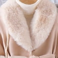 thumbnail image 6 of Spazoro Girls Mid‑Length Overcoat with Decorative Belt, Solid Color Button Closure Warm Faux Fur Trim Long Sleeve Elegant Winter Outerwear Dress Coat Khaki Size 7-8, 6 of 8