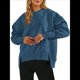 thumbnail image 1 of Sudadera Informal de Cuello Redondo para Mujer, -Otoño 2025, Larga, Abertura Lateral, Sudadera para Hacer Ejercicio. Azul Oscuro L, 1 of 9