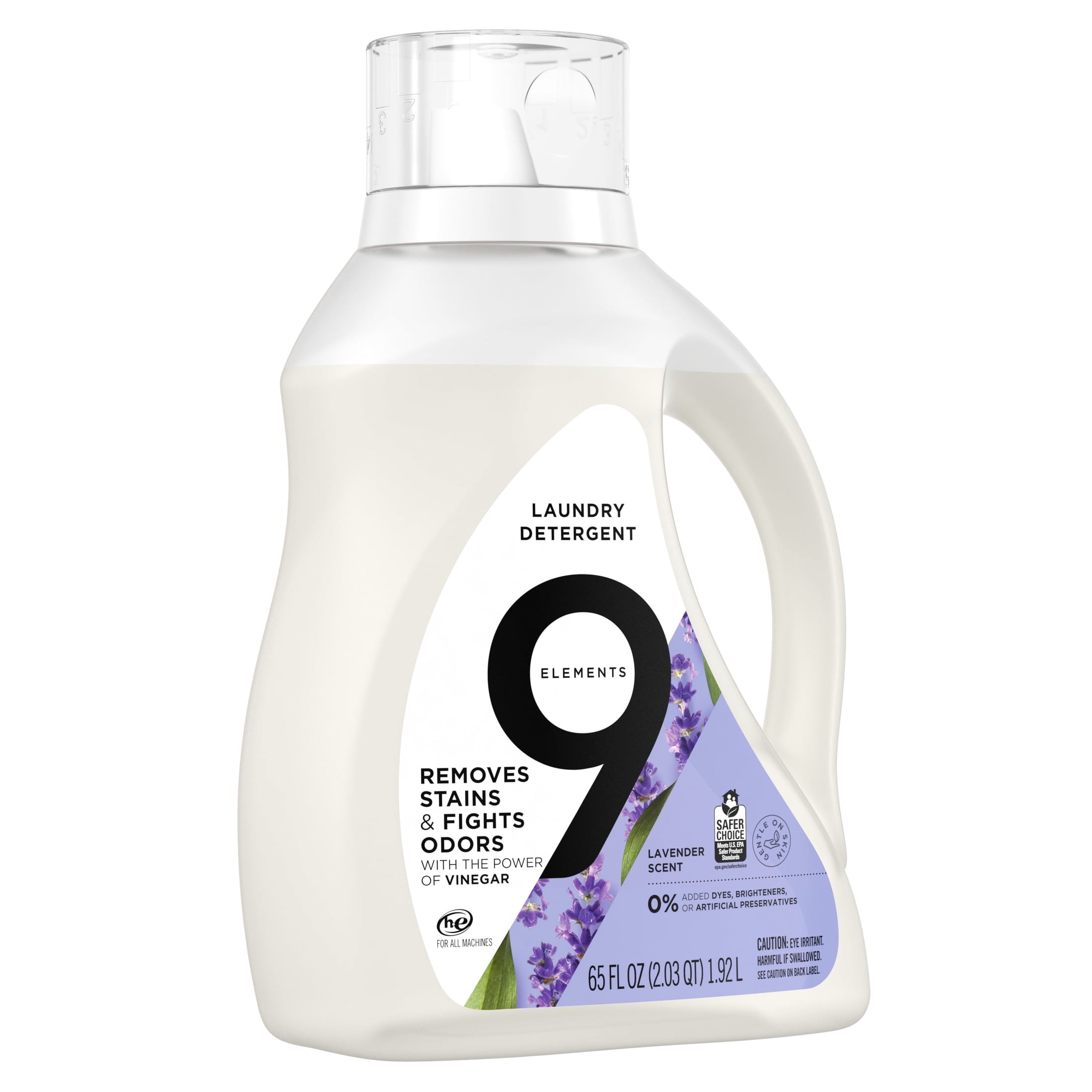 9 Elements Natural Laundry Detergent Liquid, Lavender, Vinegar