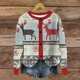 thumbnail image 2 of Moxiu Womens Christmas Cardigan Sweaters Funny Cute Xmas Theme Print Button Open Front Long Sleeves Casual Knitted Outwear Light Blue,XL, 2 of 4