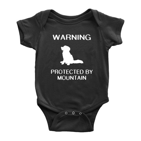 Warning: Protected by A Mountain Dog Funny Baby Rompers Newborn Clothes Outfits (Black,12-18 Months)
