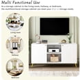 thumbnail image 5 of 50 - 59 Inch TV Entertainment Stand | Conceal AV Equipment in Cabinets | Golden Metal Finish | Cable Management for Neatness, 5 of 5